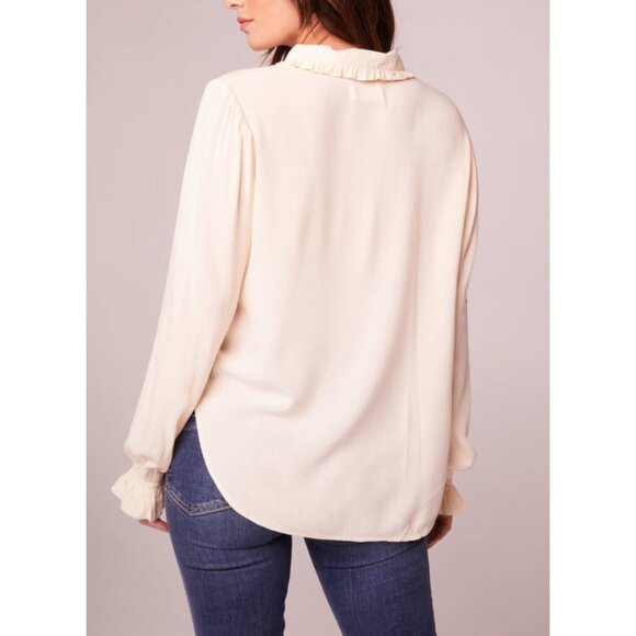 Band of the Free NWT Denise Cream Ruffle Collar Top Sz Medium Cream BOG Collect - Picture 2 of 14